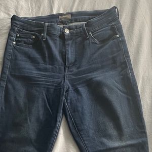 Mother Denim High Waisted Ankle Looker Fray